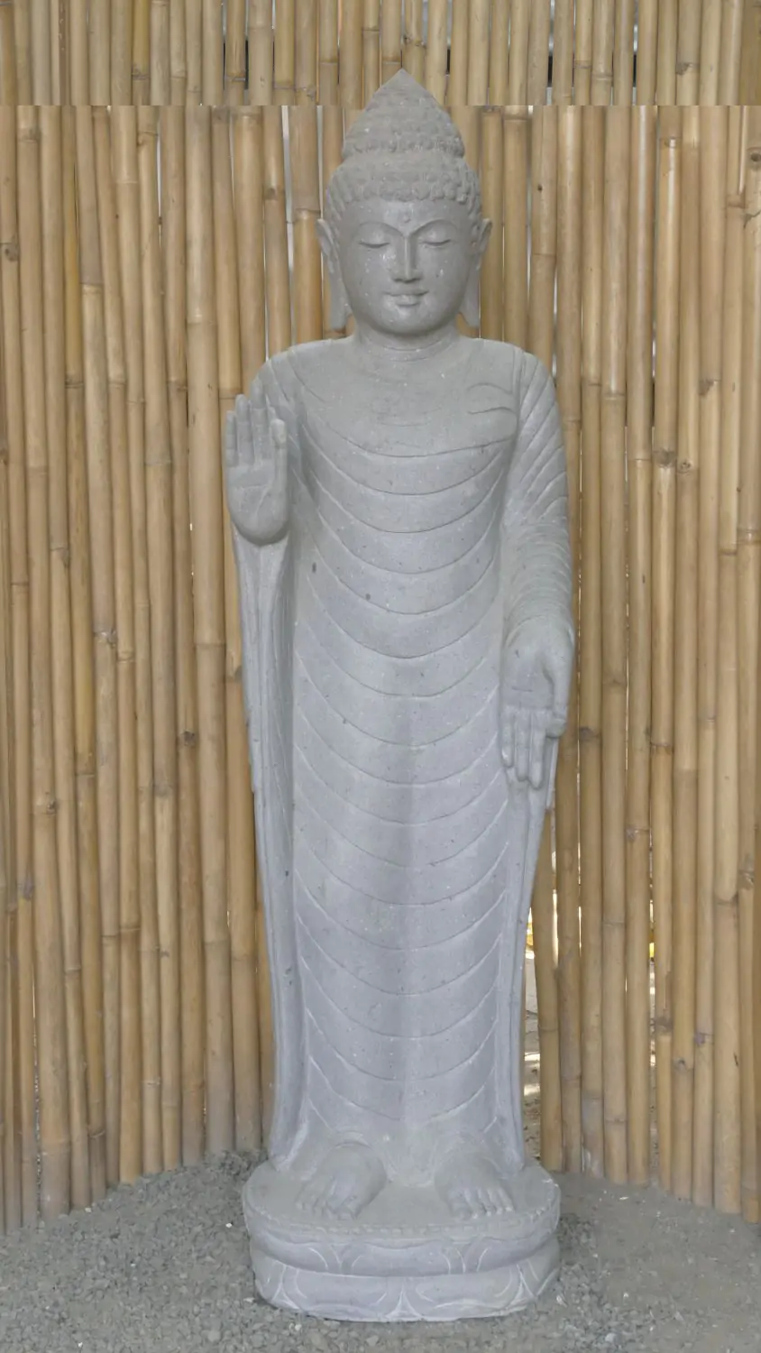  Product image 2 of the product “Standing Buddha - Abhaya mudra made of Riverstone, ca. 180 cm High ”